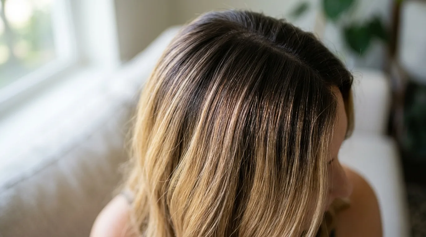 Dark roots blending into lighter lengths for a grow out with no harsh line