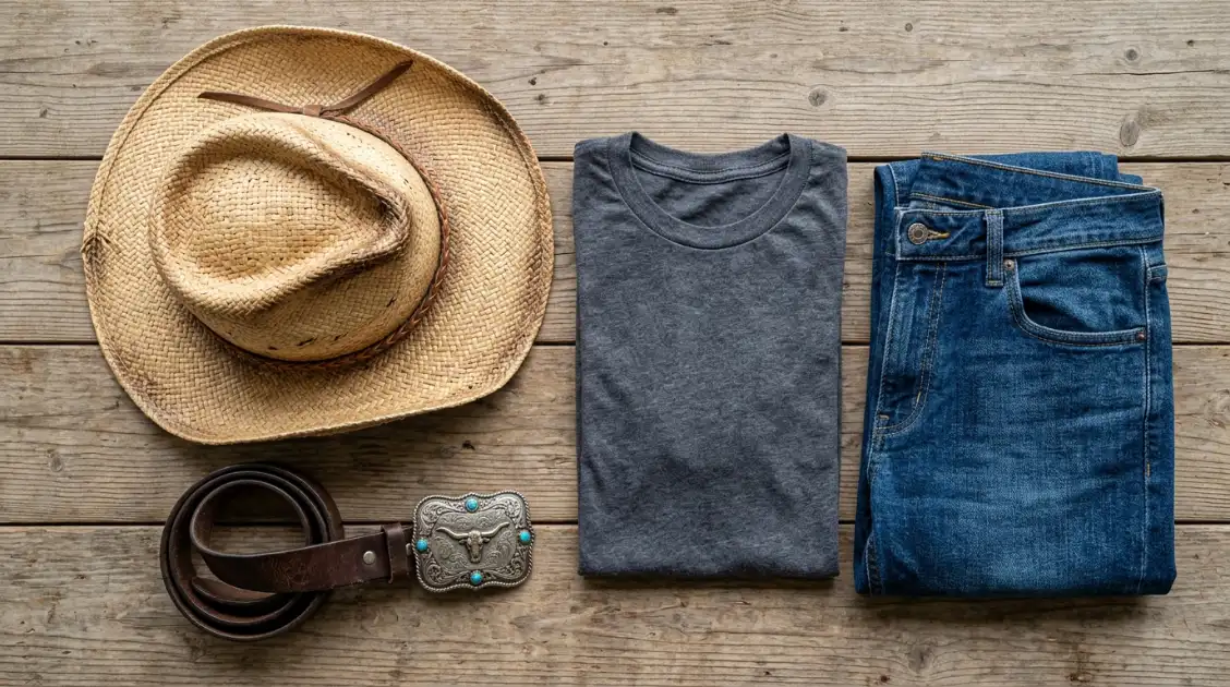 Two western pieces paired with plain basics instead of a full themed look
