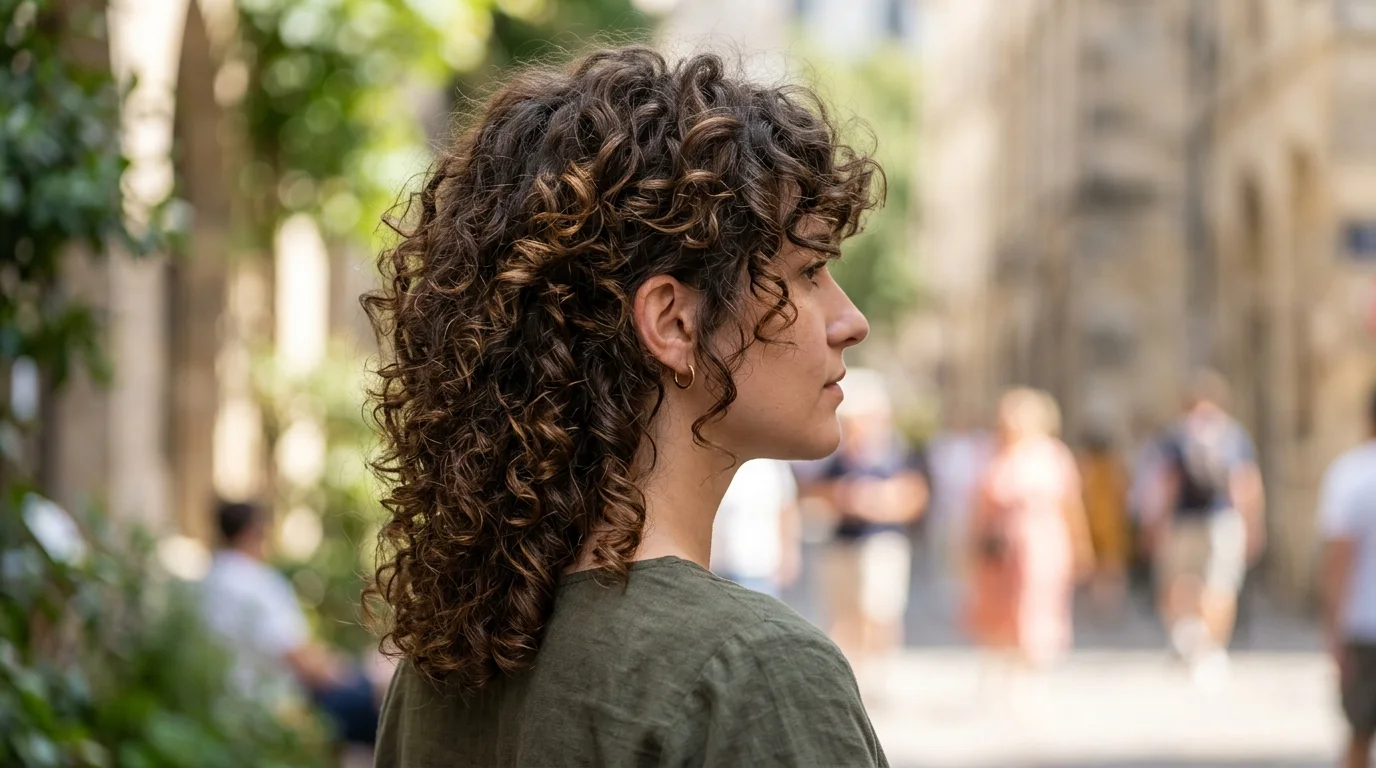 A medium length curly shag with volume held through the mid lengths