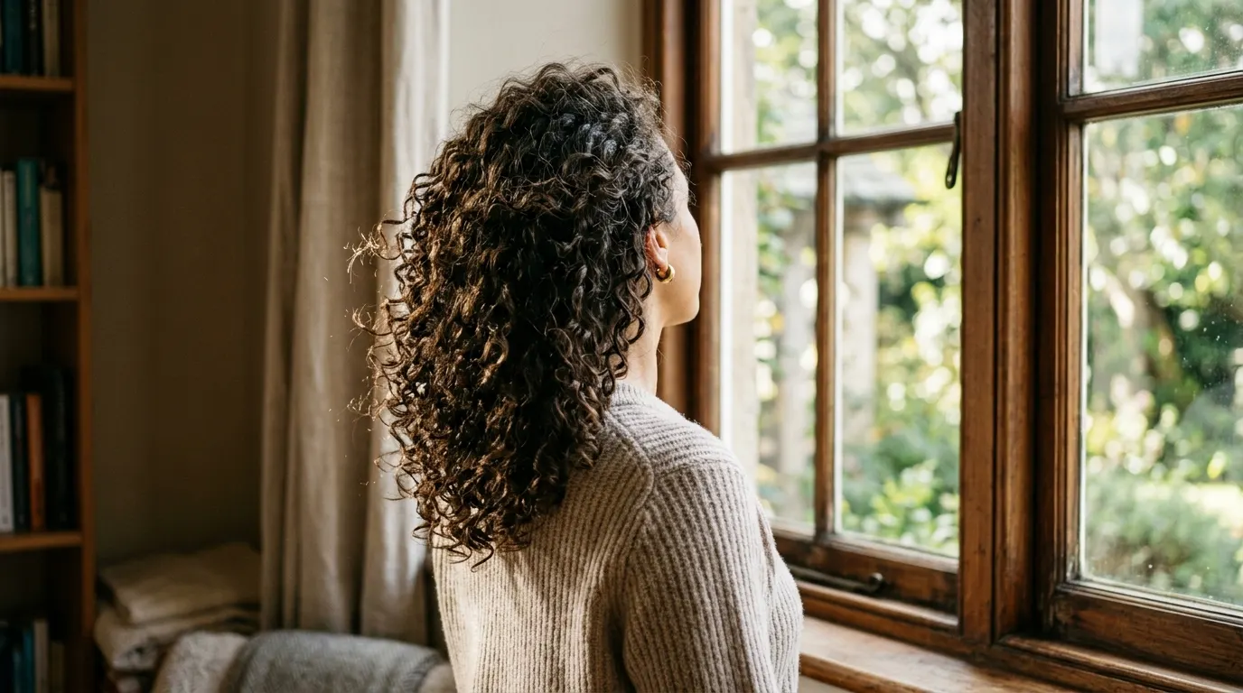 Defined shoulder length curls shown as one of the curly hairstyles for natural curls
