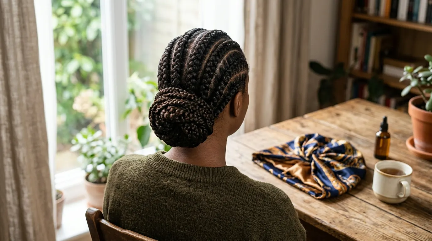 A protective braided style with a satin lined wrap ready for a windy day outdoors