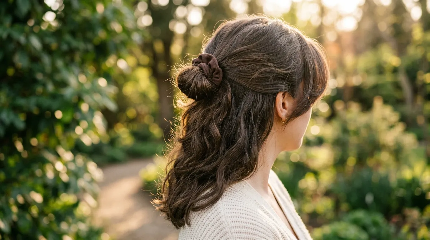 A half up half down style with the front section swept across