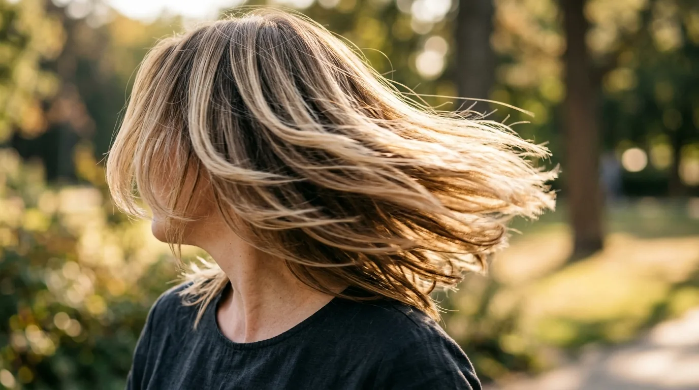 Long medium haircuts for women shown with layers moving as the head turns