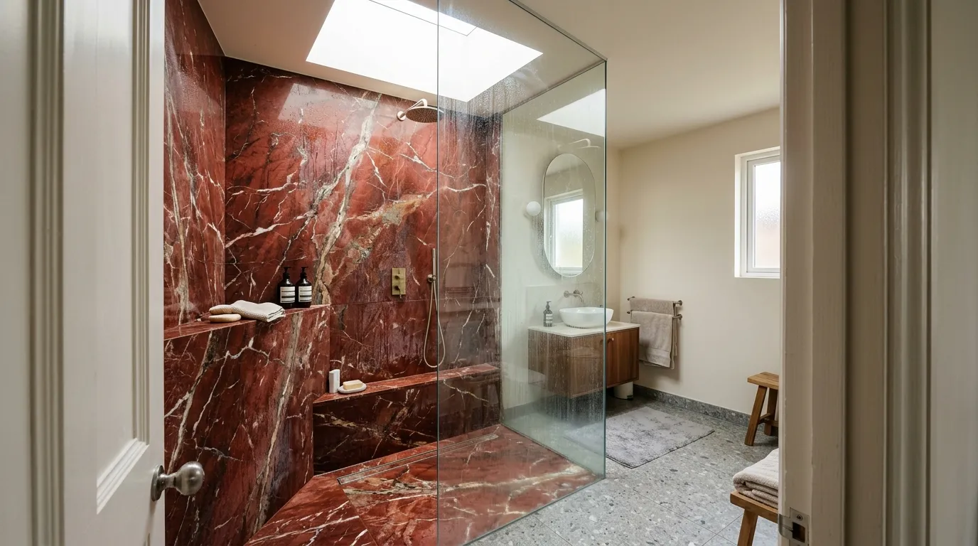 Marble for bathroom walls used inside the shower enclosure only