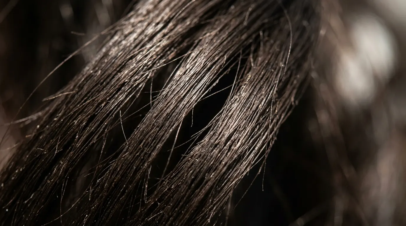 Separated piece-y strands showing texture rather than smooth uniform curls