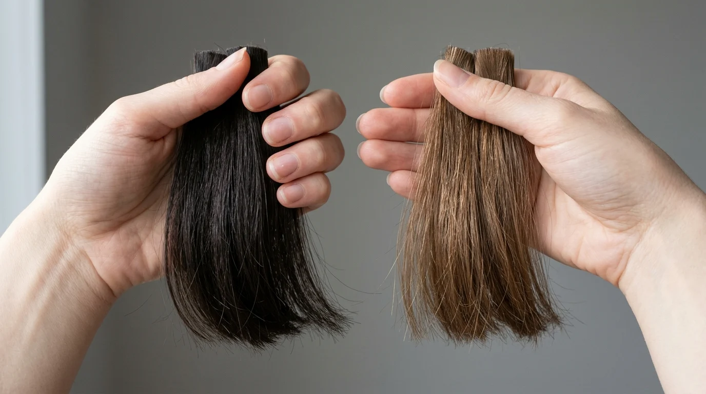 Level three and level six hair swatches held side by side for color assessment.
