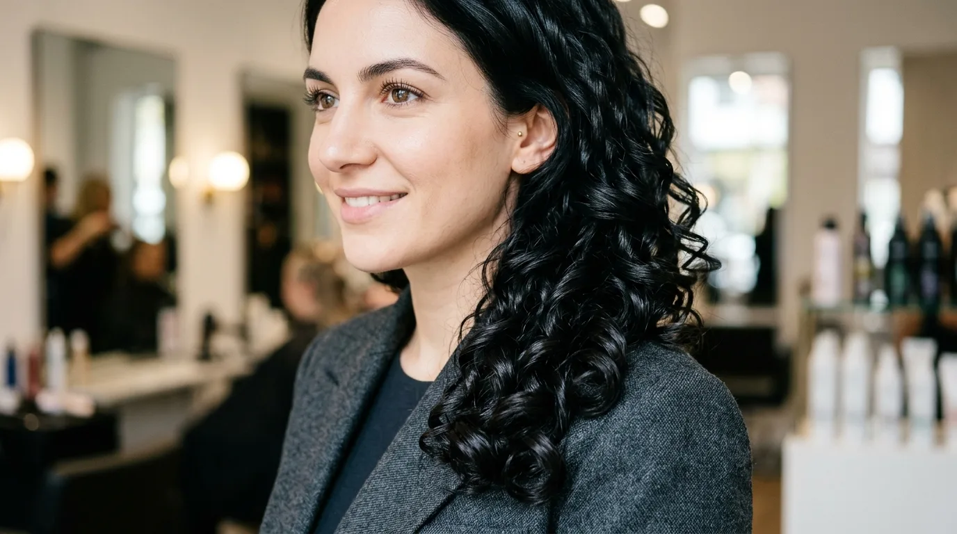 Natural root lift perm results on mature silver gray hair providing height and density at the crown.