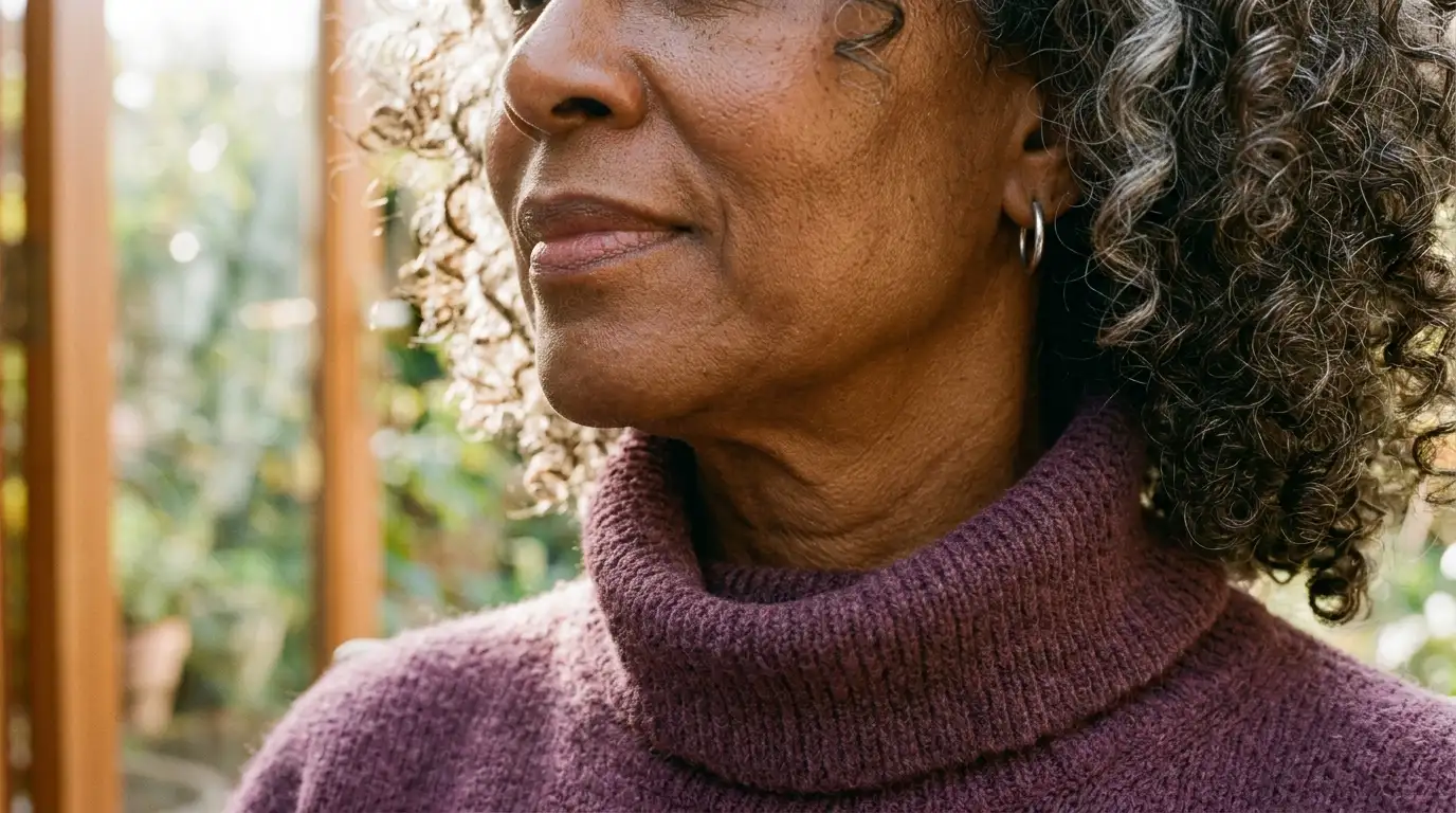Mature salt and pepper fine hair styled into cohesive, soft curls after a low-ammonia conditioning wave.