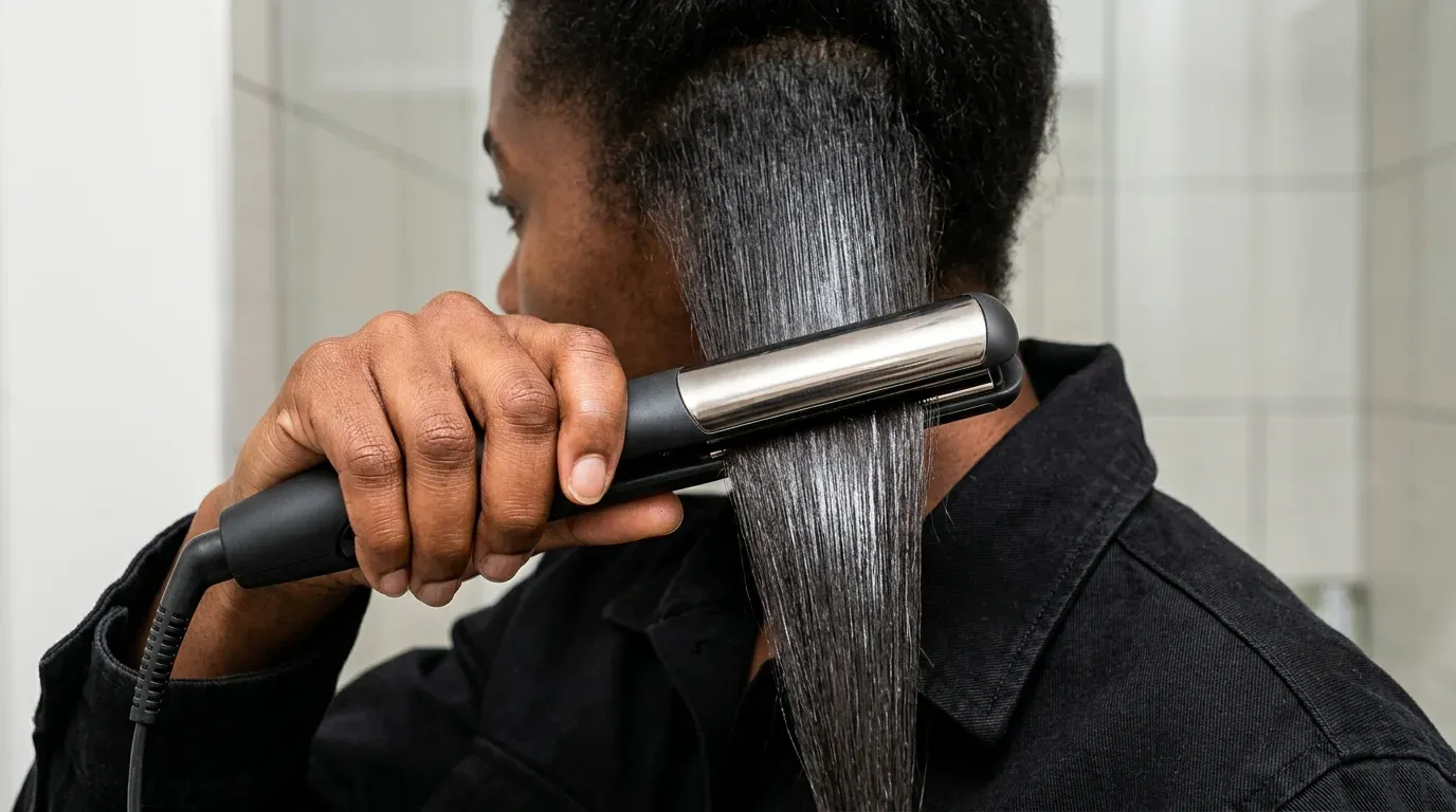Using titanium plates and firm tension to curl resistant virgin hair.